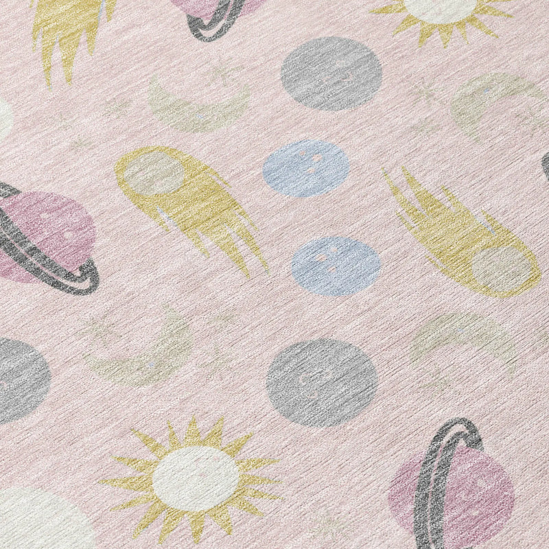 9' X 12' Pink And Ivory Geometric Washable Indoor Outdoor Area Rug Homeroots Outdoor