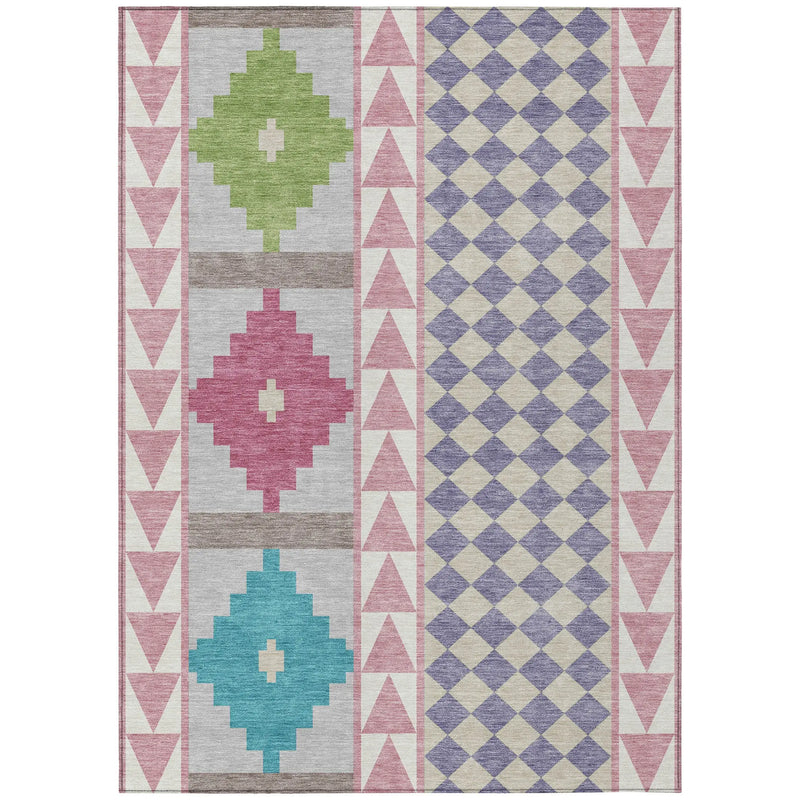 9' X 12' Pink And Ivory Southwestern Washable Indoor Outdoor Area Rug Homeroots Outdoor