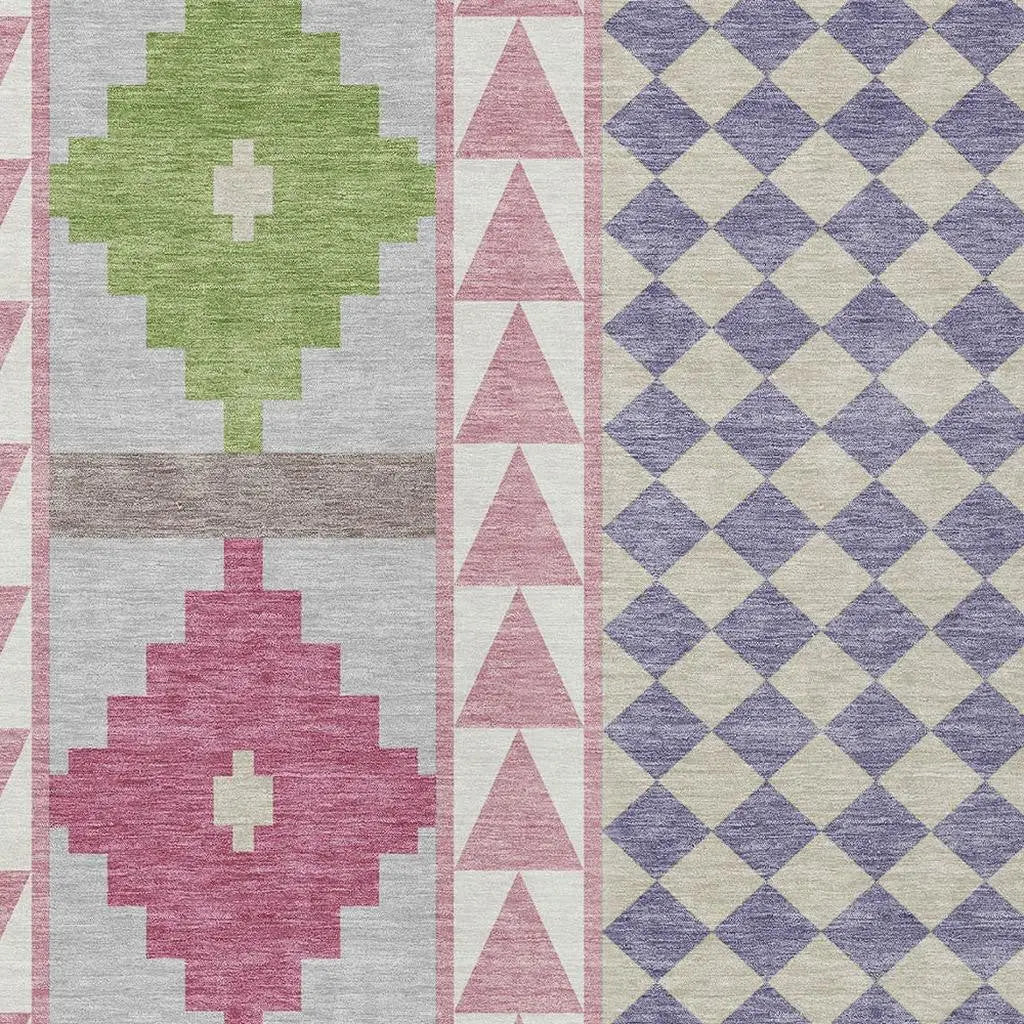 9' X 12' Pink And Ivory Southwestern Washable Indoor Outdoor Area Rug Homeroots Outdoor