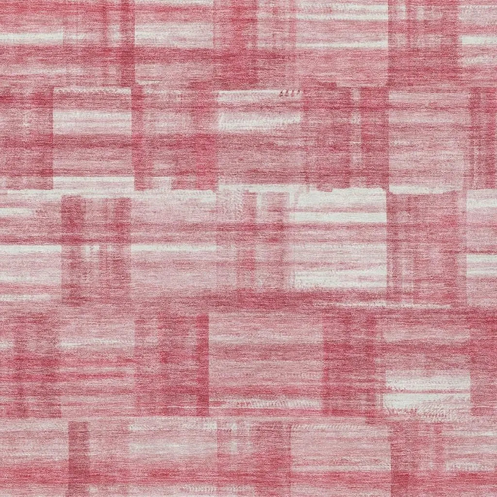 9' X 12' Pink And Ivory Striped Washable Indoor Outdoor Area Rug Homeroots Outdoor
