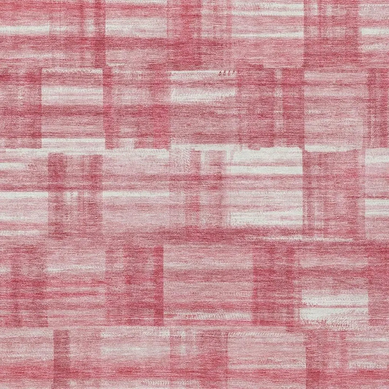 9' X 12' Pink And Ivory Striped Washable Indoor Outdoor Area Rug Homeroots Outdoor