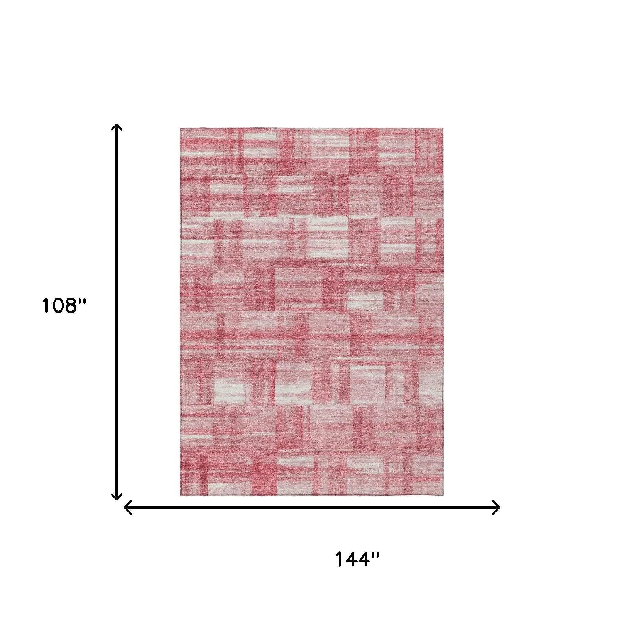 9' X 12' Pink And Ivory Striped Washable Indoor Outdoor Area Rug Homeroots Outdoor