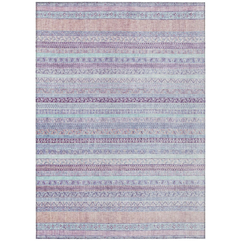 9' X 12' Pink And Lavender Striped Washable Indoor Outdoor Area Rug Homeroots Outdoor