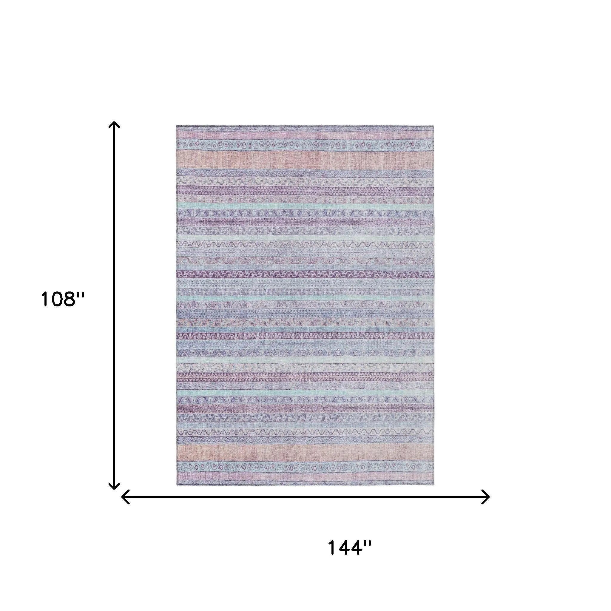 9' X 12' Pink And Lavender Striped Washable Indoor Outdoor Area Rug Homeroots Outdoor