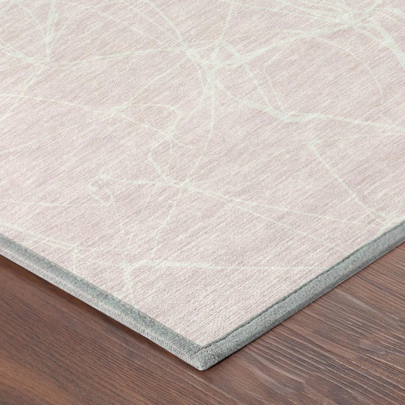 9' X 12' Pink And Linen Abstract Washable Indoor Outdoor Area Rug Homeroots Outdoor
