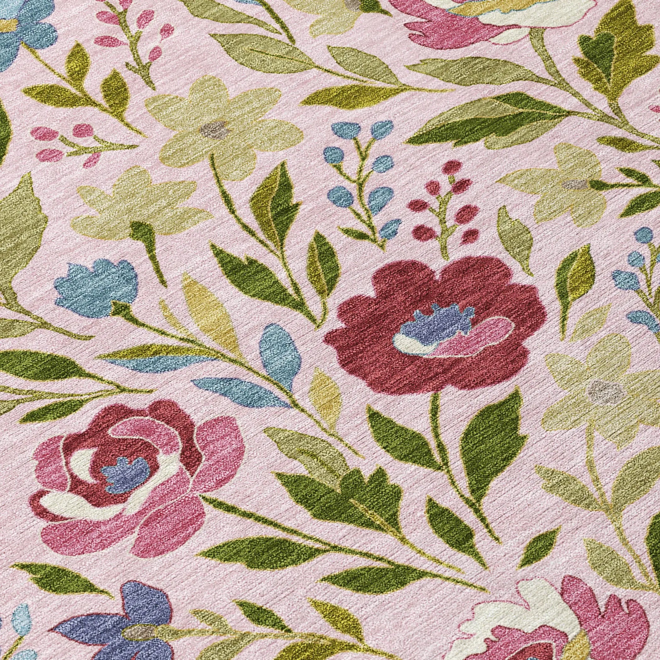 9' X 12' Pink And Linen Floral Washable Indoor Outdoor Area Rug Homeroots Outdoor