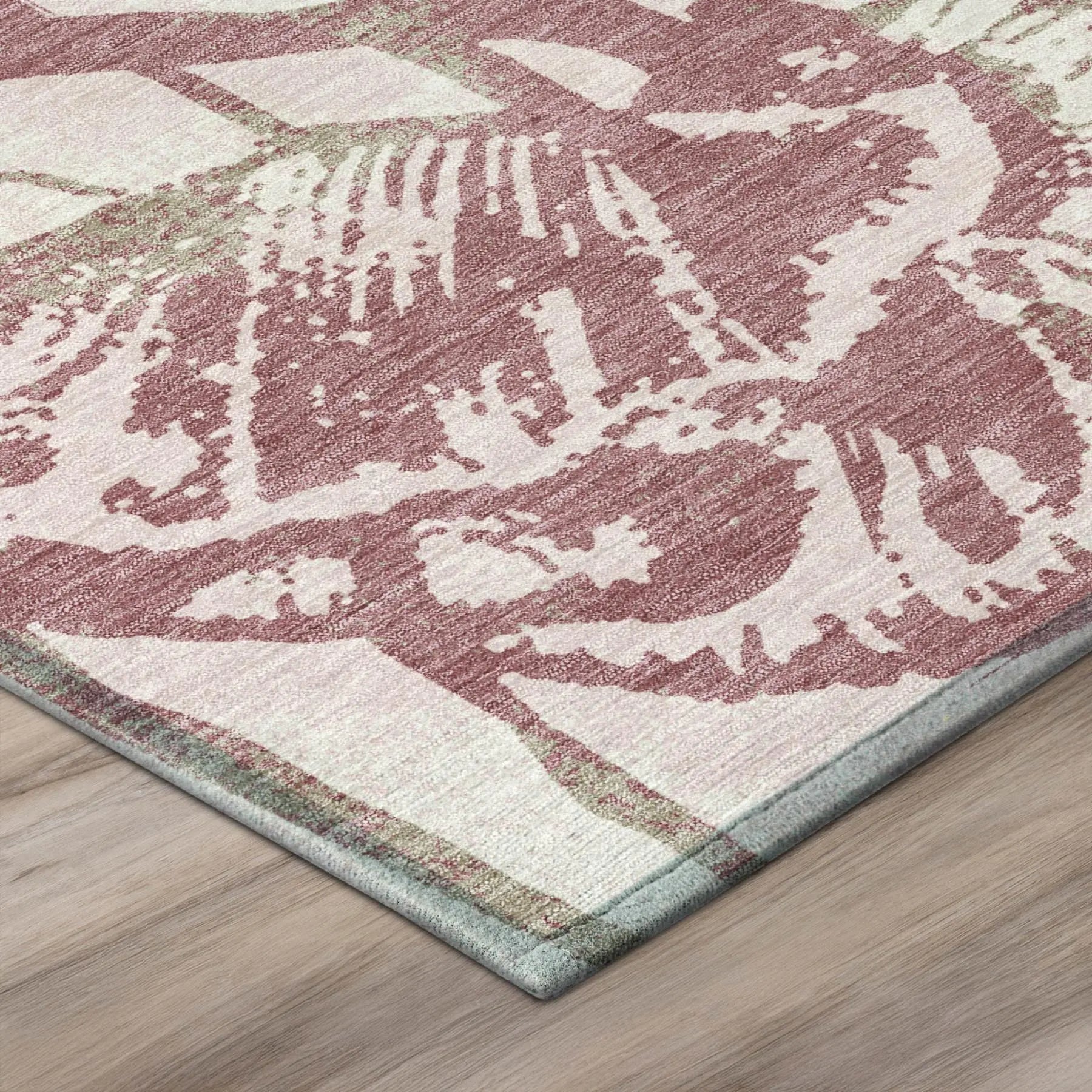9' X 12' Pink And Linen Floral Washable Indoor Outdoor Area Rug Homeroots Outdoor