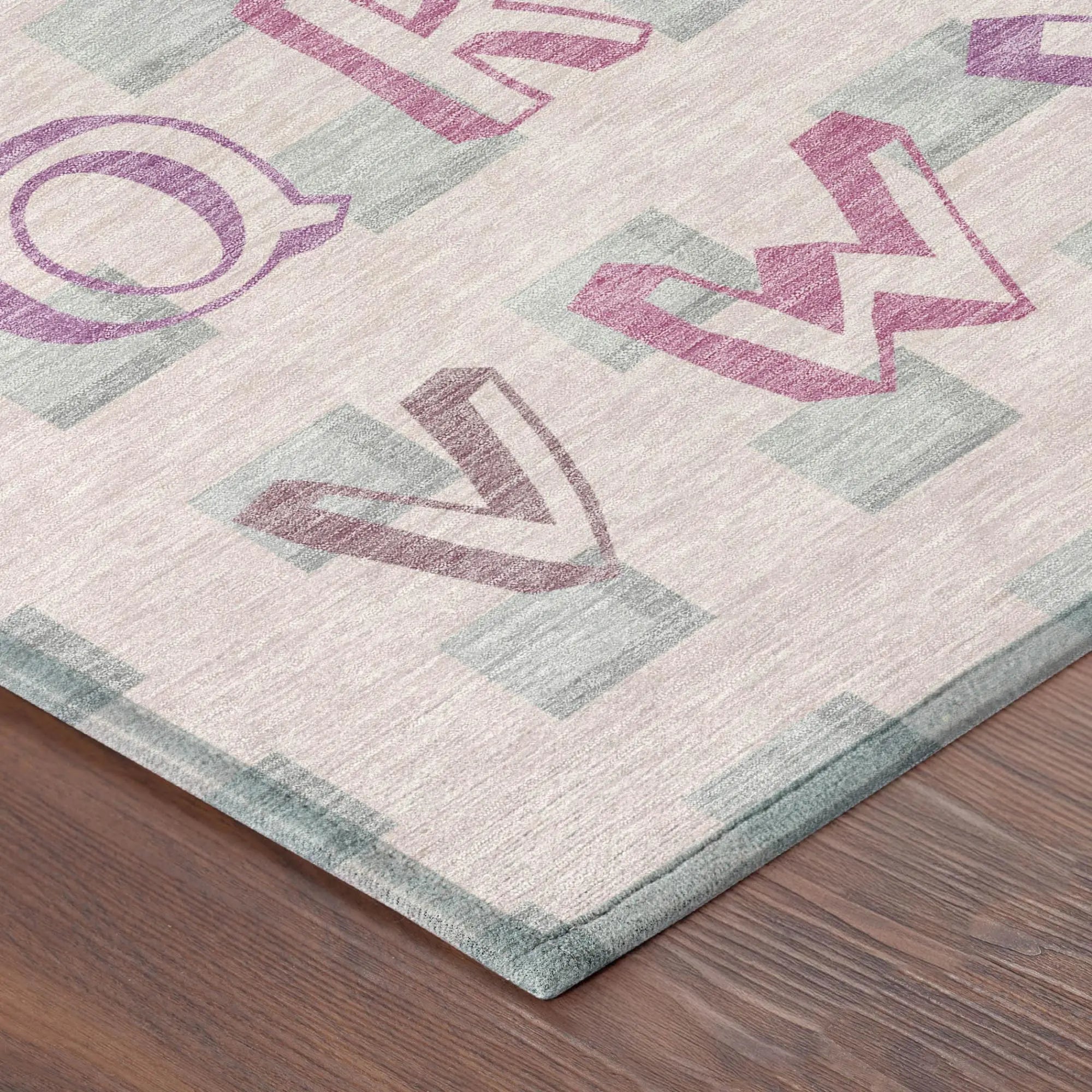 9' X 12' Pink And Linen Geometric Washable Indoor Outdoor Area Rug Homeroots Outdoor