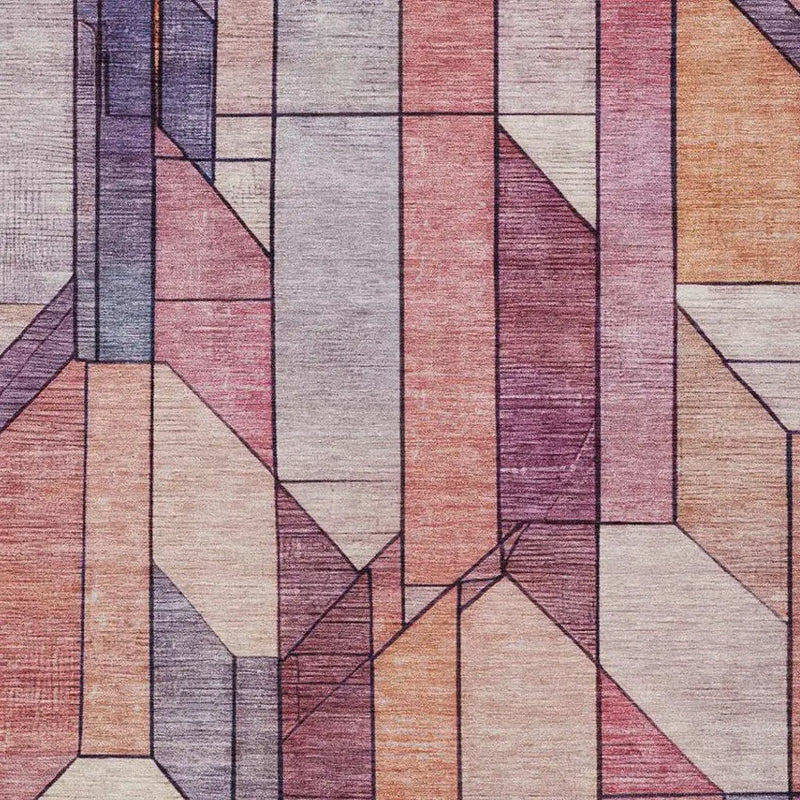 9' X 12' Pink And Mauve Geometric Washable Indoor Outdoor Area Rug Homeroots Outdoor