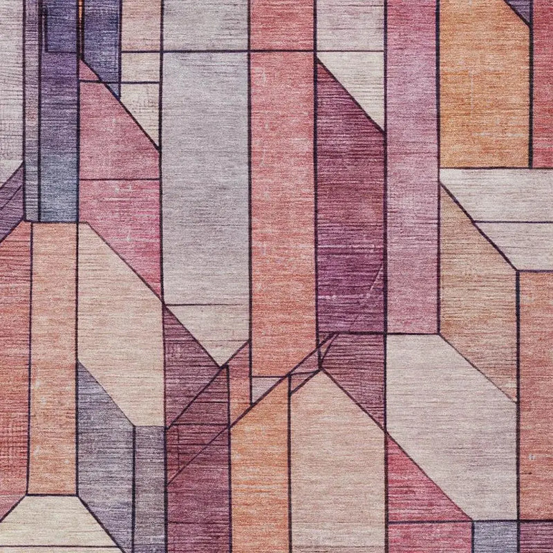 9' X 12' Pink And Mauve Geometric Washable Indoor Outdoor Area Rug Homeroots Outdoor