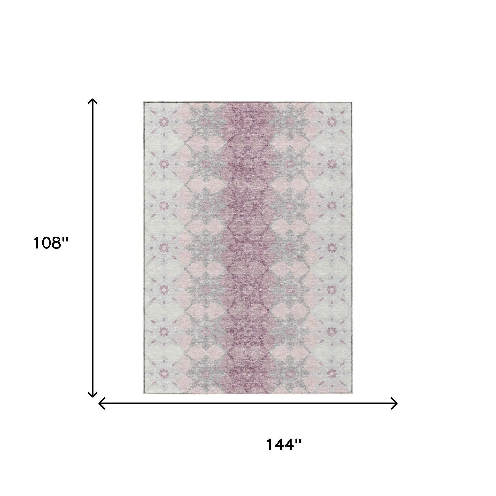 9' X 12' Pink And Pearl Floral Medallion Washable Indoor Outdoor Area Rug Homeroots Outdoor