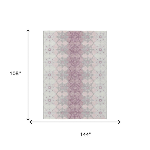 9' X 12' Pink And Pearl Floral Medallion Washable Indoor Outdoor Area Rug Homeroots Outdoor