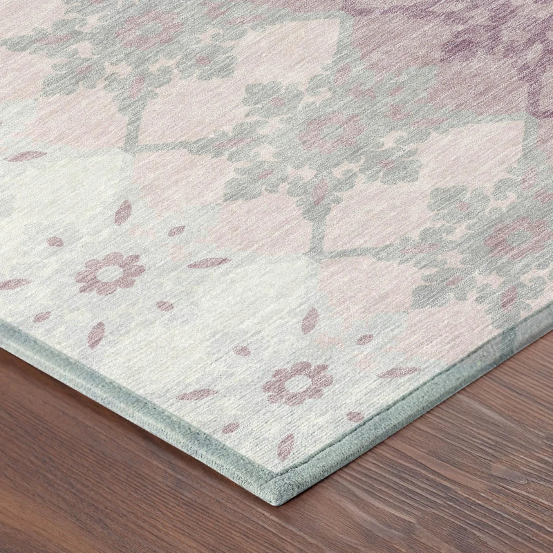 9' X 12' Pink And Pearl Floral Medallion Washable Indoor Outdoor Area Rug Homeroots Outdoor