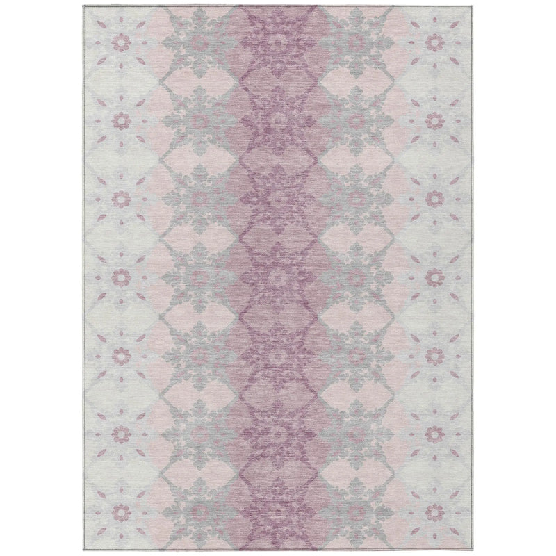 9' X 12' Pink And Pearl Floral Medallion Washable Indoor Outdoor Area Rug Homeroots Outdoor