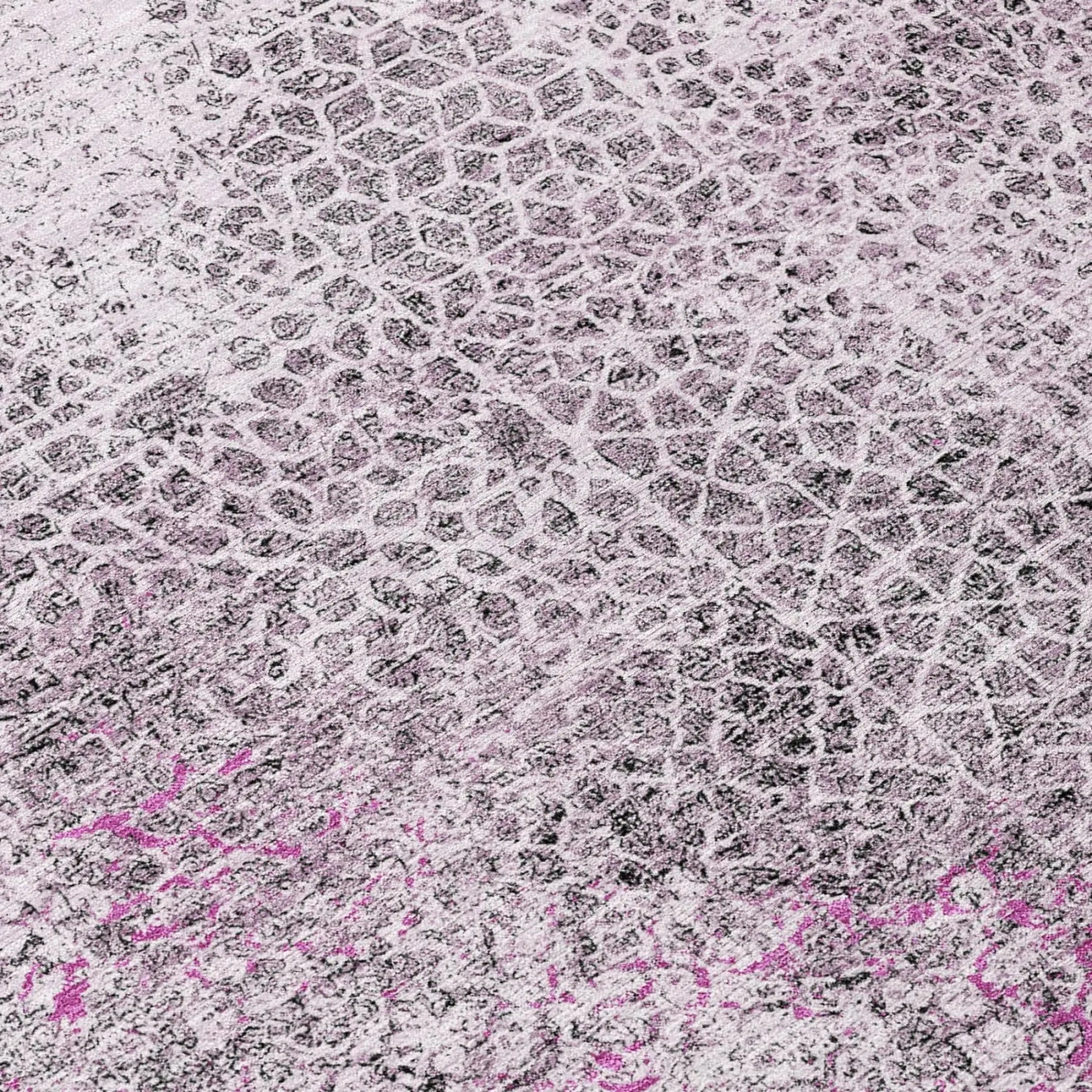9' X 12' Pink And Pewter Abstract Washable Indoor Outdoor Area Rug Homeroots Outdoor