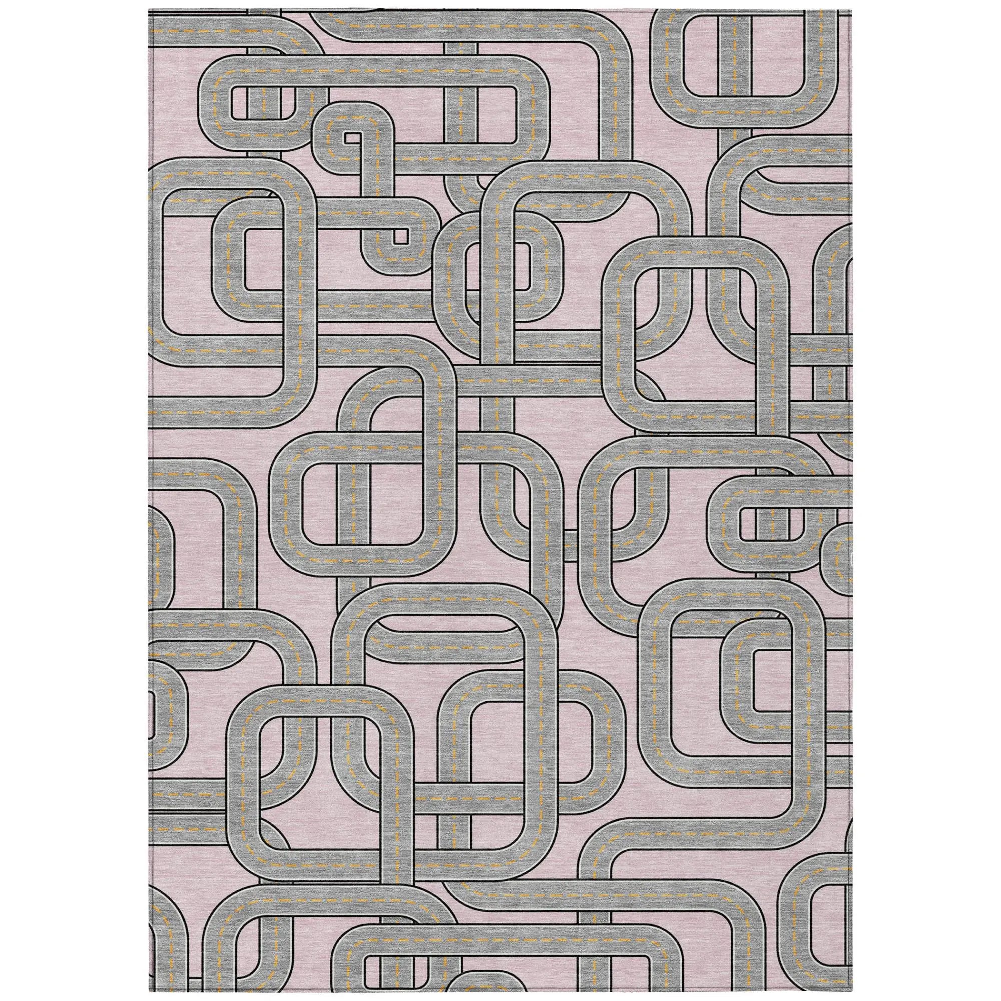 9' X 12' Pink And Pewter Geometric Washable Indoor Outdoor Area Rug Homeroots Outdoor