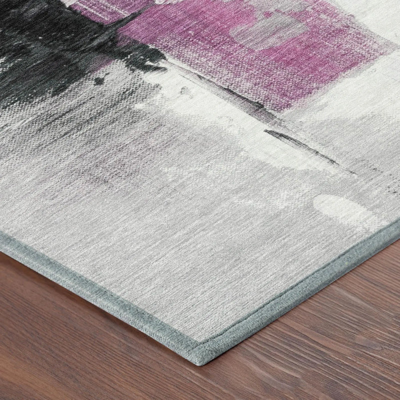 9' X 12' Pink And Silver Abstract Washable Indoor Outdoor Area Rug Homeroots Outdoor