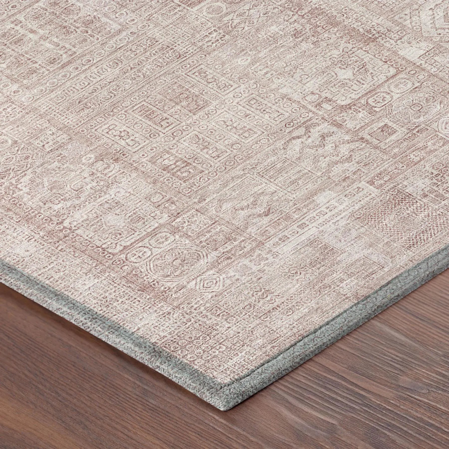 9' X 12' Pink And Tan Oriental Washable Indoor Outdoor Area Rug Homeroots Outdoor