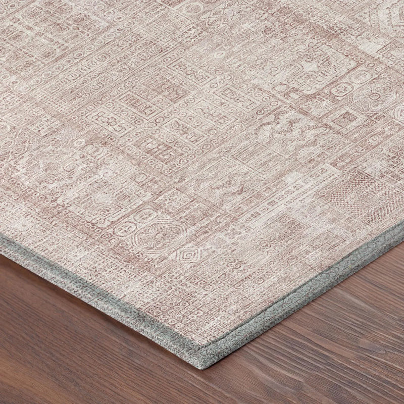 9' X 12' Pink And Tan Oriental Washable Indoor Outdoor Area Rug Homeroots Outdoor