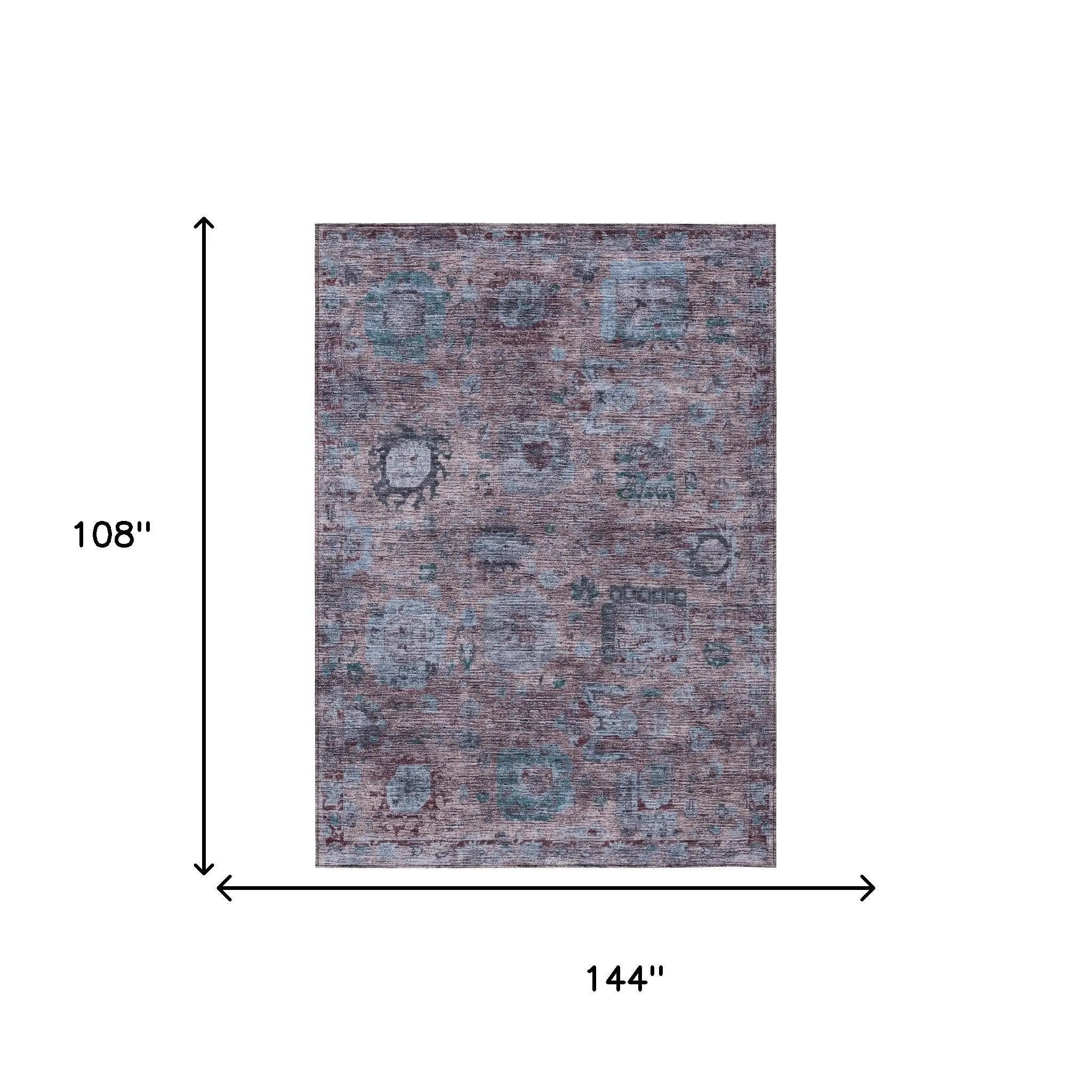 9' X 12' Plum And Brown Abstract Washable Indoor Outdoor Area Rug Homeroots Outdoor