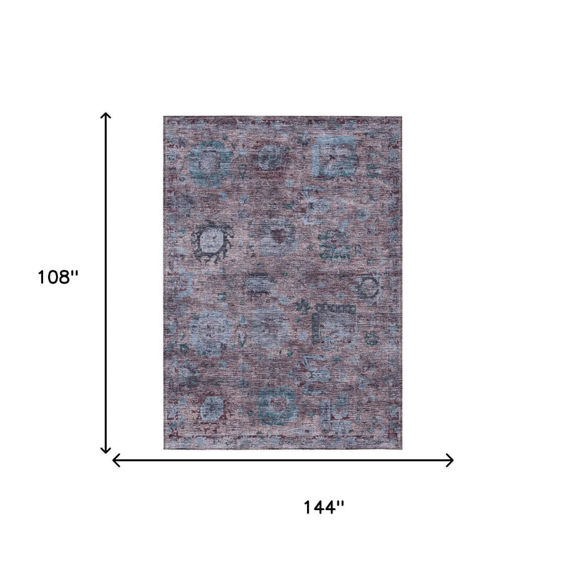 9' X 12' Plum And Brown Abstract Washable Indoor Outdoor Area Rug Homeroots Outdoor