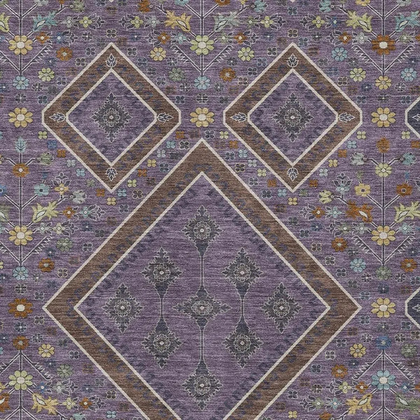 9' X 12' Plum And Eggplant Medallion Washable Indoor Outdoor Area Rug Homeroots Outdoor