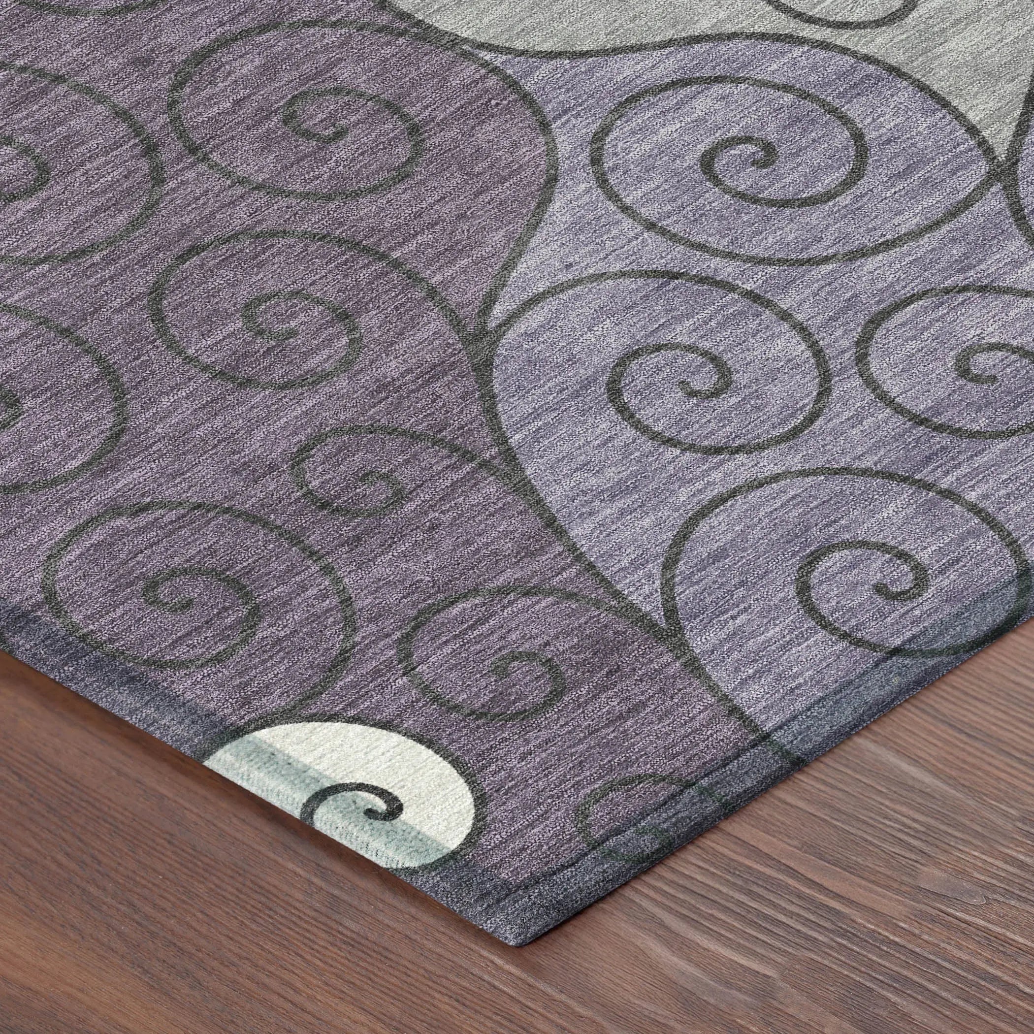 9' X 12' Plum And Gray Abstract Washable Indoor Outdoor Area Rug Homeroots Outdoor