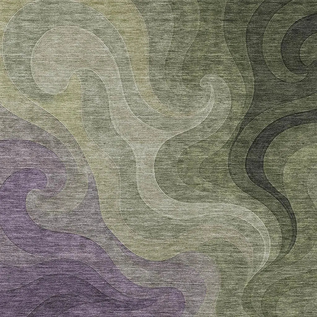 9' X 12' Plum And Green Abstract Washable Indoor Outdoor Area Rug Homeroots Outdoor