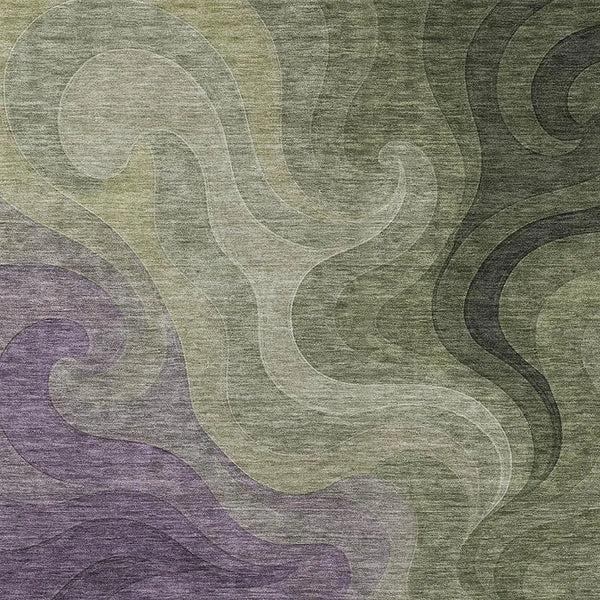 9' X 12' Plum And Green Abstract Washable Indoor Outdoor Area Rug Homeroots Outdoor