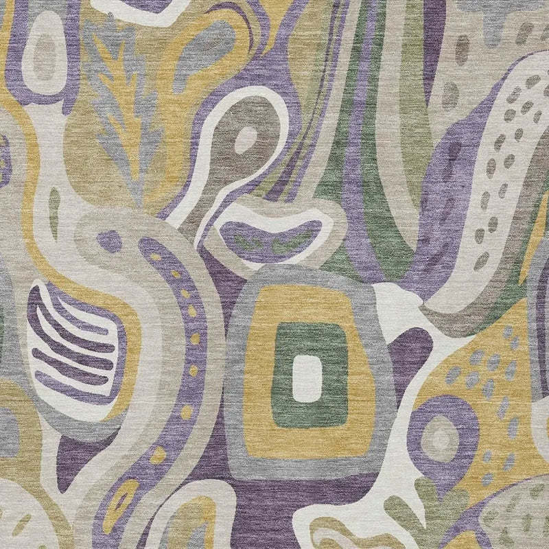 9' X 12' Plum And Green Abstract Washable Indoor Outdoor Area Rug Homeroots Outdoor