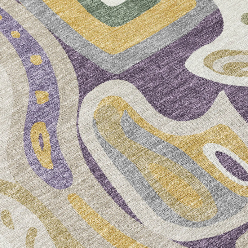9' X 12' Plum And Green Abstract Washable Indoor Outdoor Area Rug Homeroots Outdoor