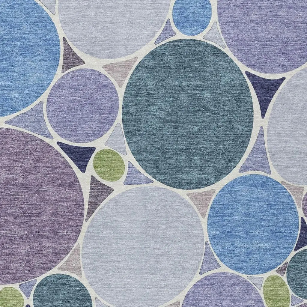9' X 12' Plum And Lavender Geometric Washable Indoor Outdoor Area Rug Homeroots Outdoor