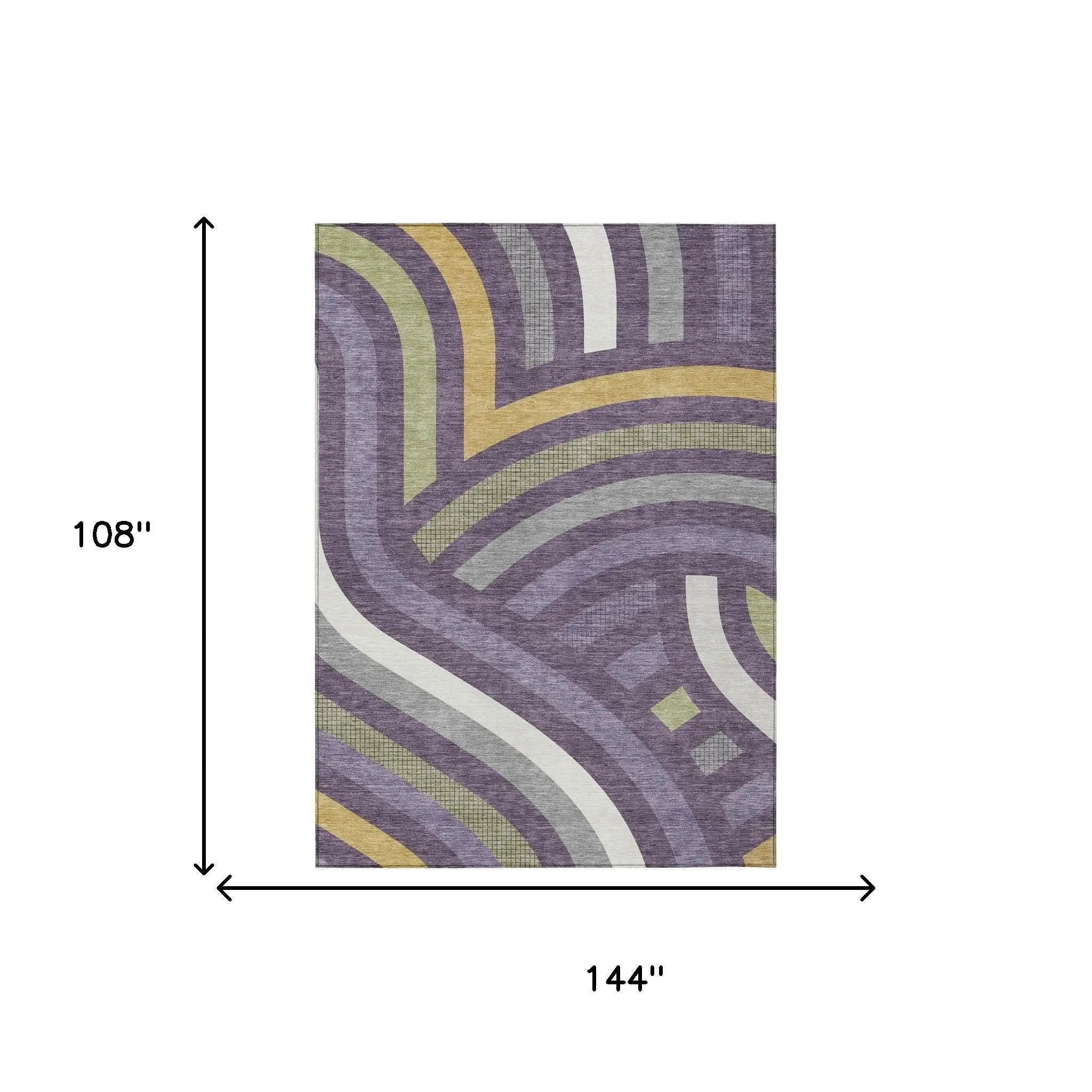 9' X 12' Plum And Purple Abstract Washable Indoor Outdoor Area Rug Homeroots Outdoor