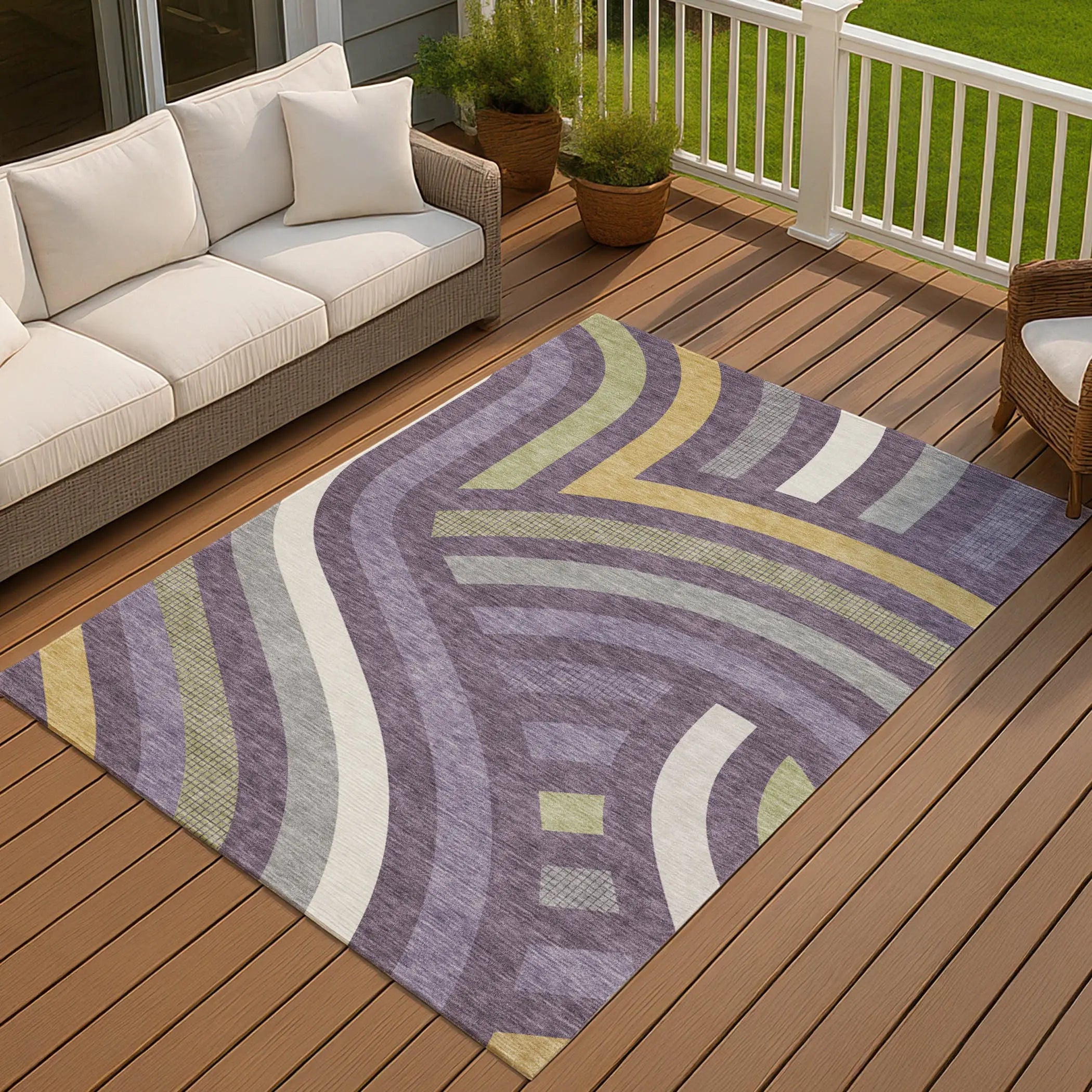 9' X 12' Plum And Purple Abstract Washable Indoor Outdoor Area Rug Homeroots Outdoor
