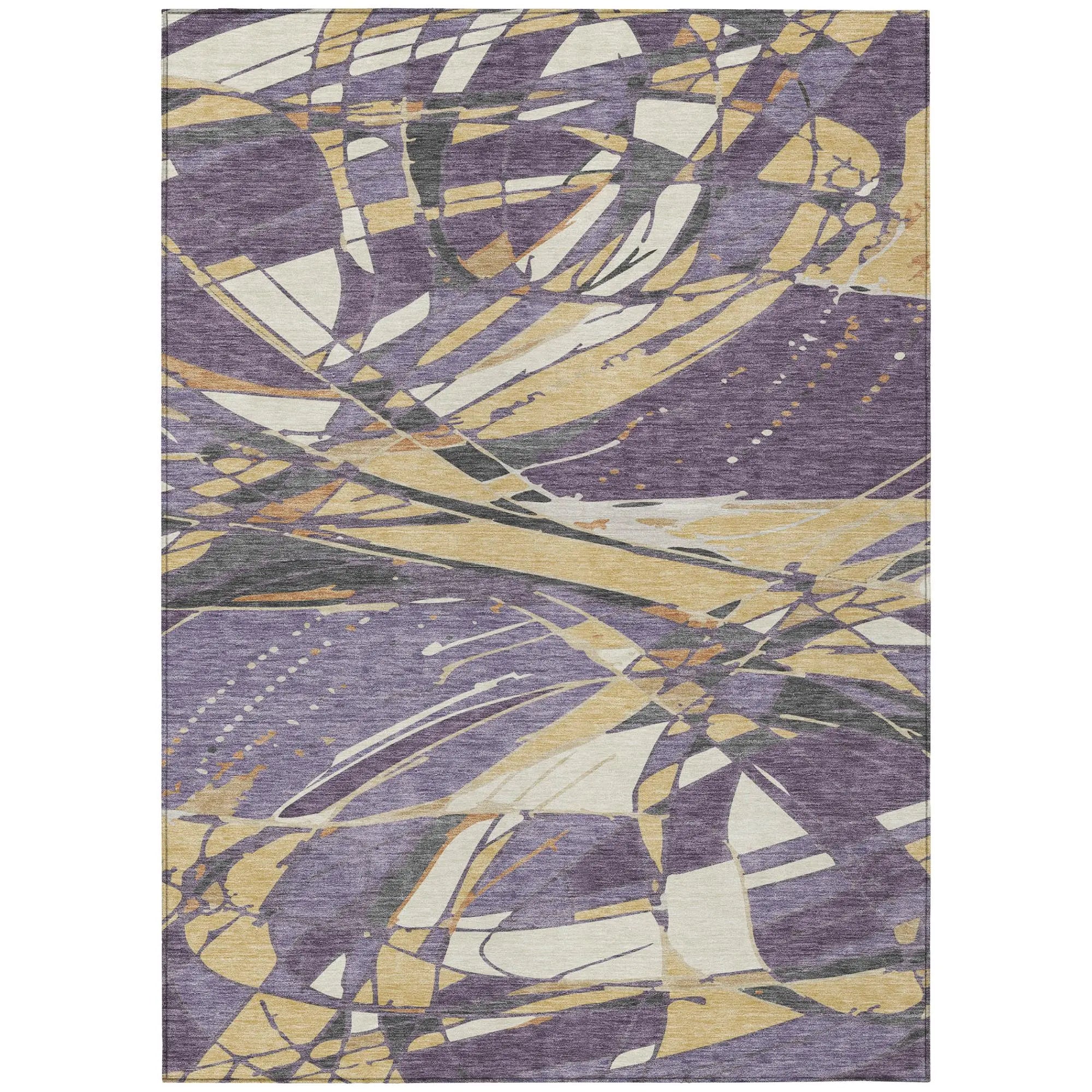 9' X 12' Plum And Purple Abstract Washable Indoor Outdoor Area Rug Homeroots Outdoor