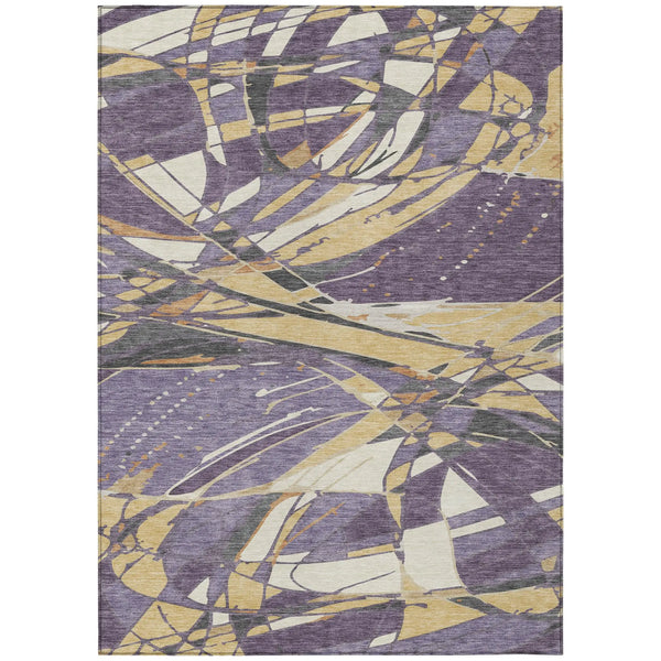 9' X 12' Plum And Purple Abstract Washable Indoor Outdoor Area Rug Homeroots Outdoor