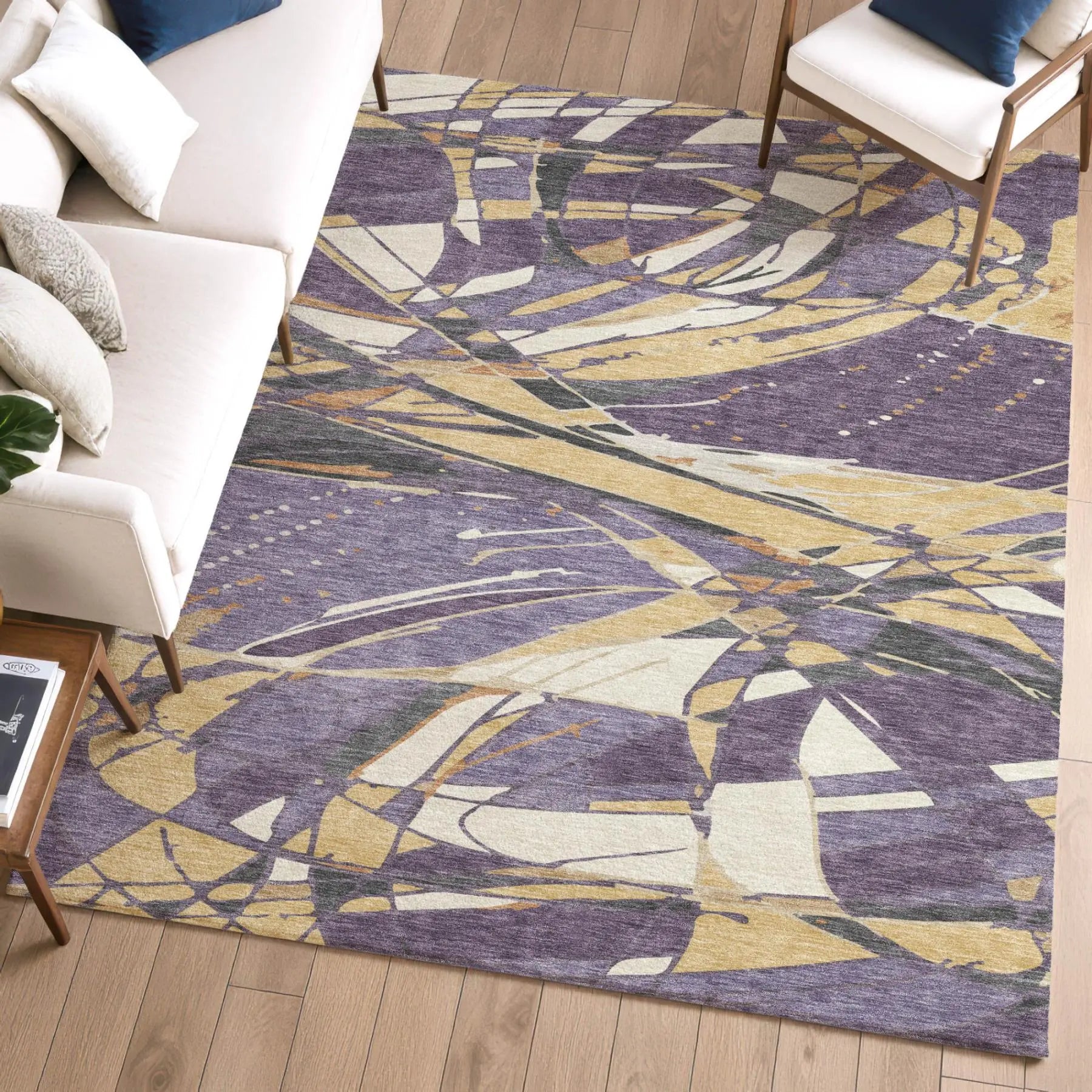 9' X 12' Plum And Purple Abstract Washable Indoor Outdoor Area Rug Homeroots Outdoor