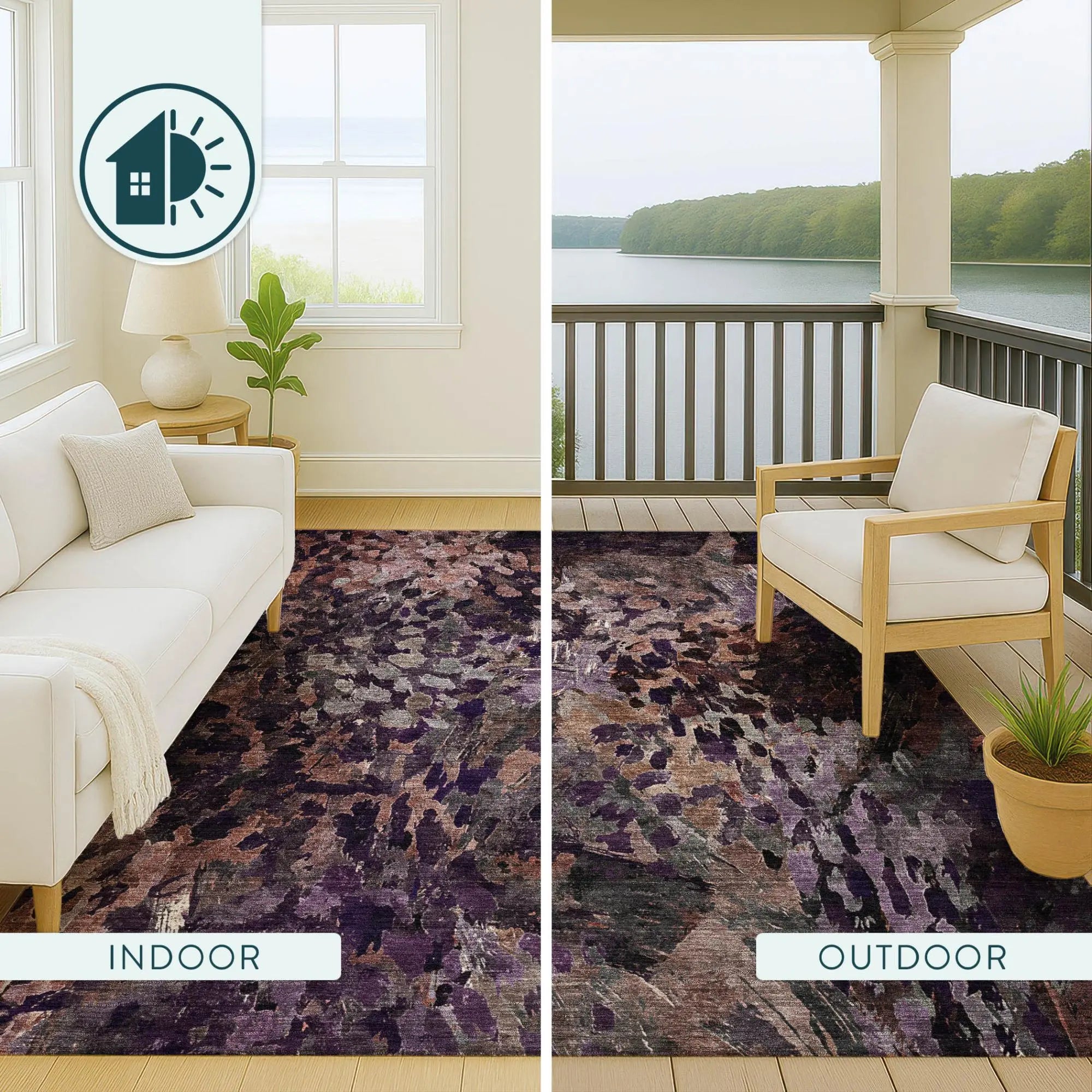 9' X 12' Plum And Purple Abstract Washable Indoor Outdoor Area Rug Homeroots Outdoor