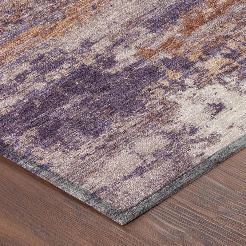 9' X 12' Plum And Purple Abstract Washable Indoor Outdoor Area Rug Homeroots Outdoor
