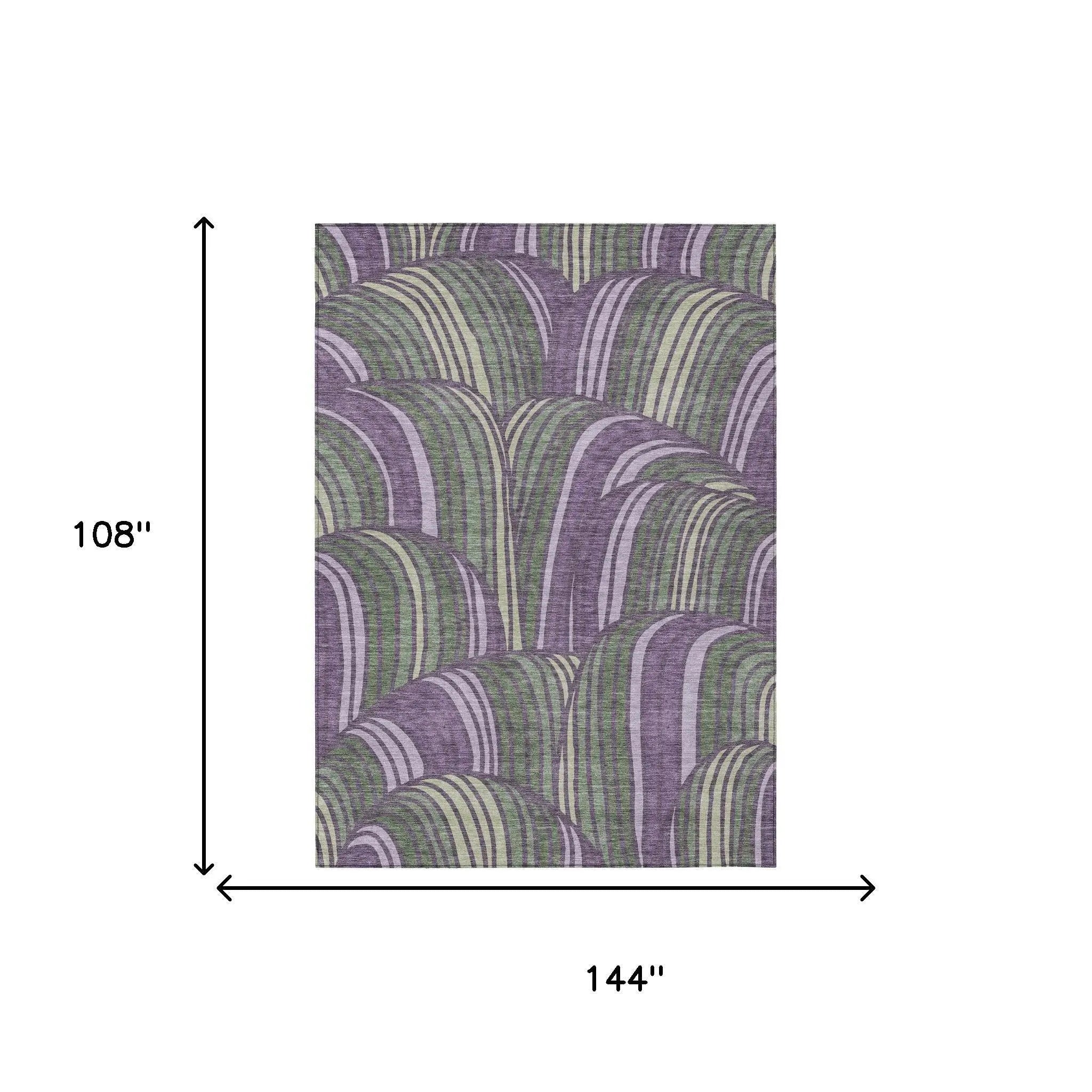 9' X 12' Plum And Purple Abstract Washable Indoor Outdoor Area Rug Homeroots Outdoor