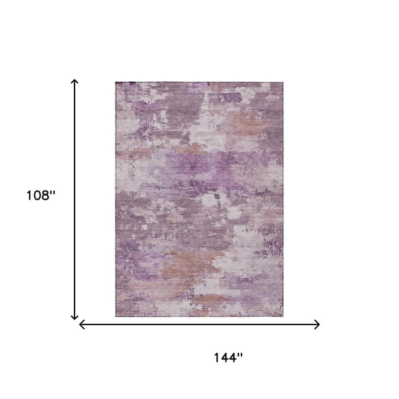 9' X 12' Plum And Purple Abstract Washable Indoor Outdoor Area Rug Homeroots Outdoor