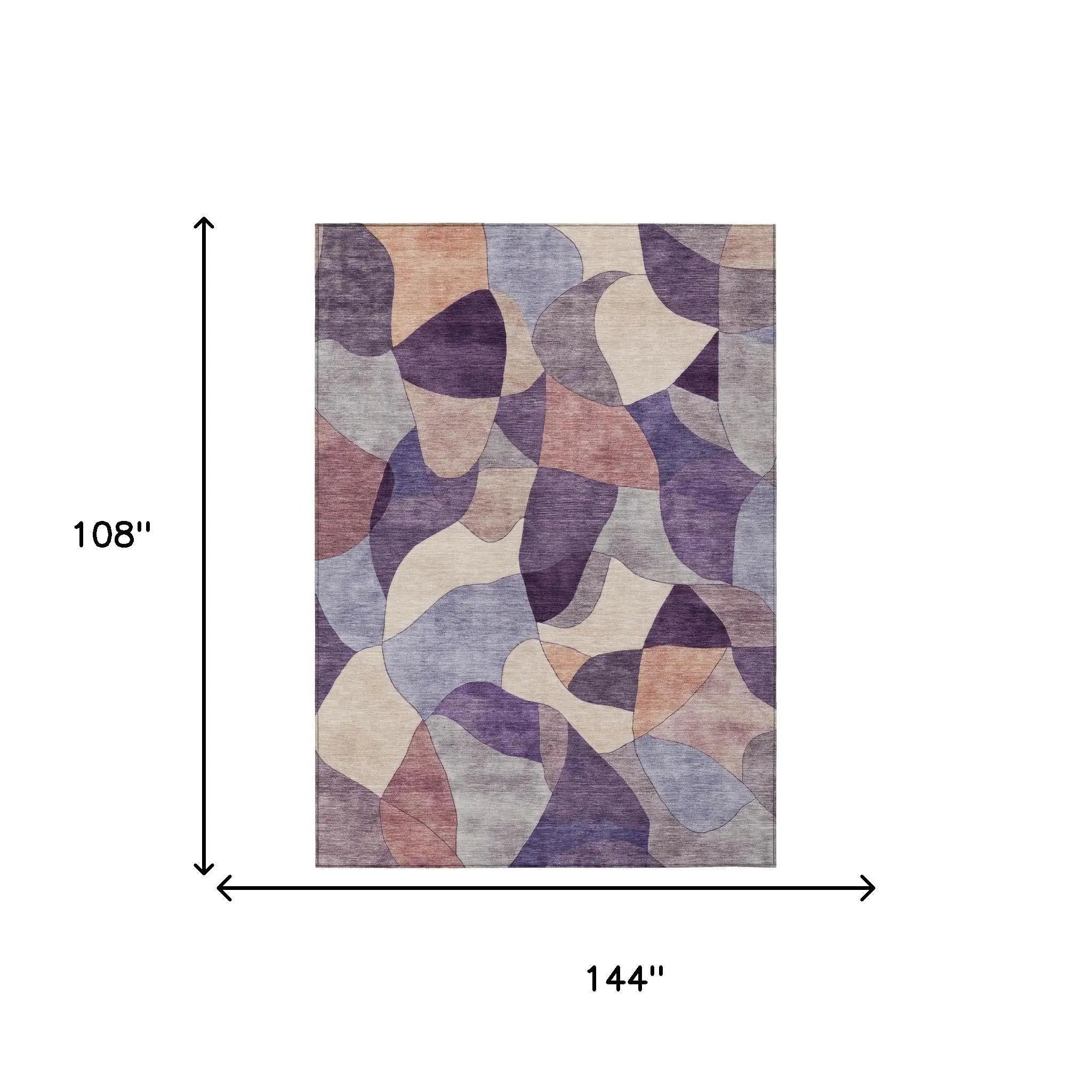 9' X 12' Plum And Purple Abstract Washable Indoor Outdoor Area Rug Homeroots Outdoor