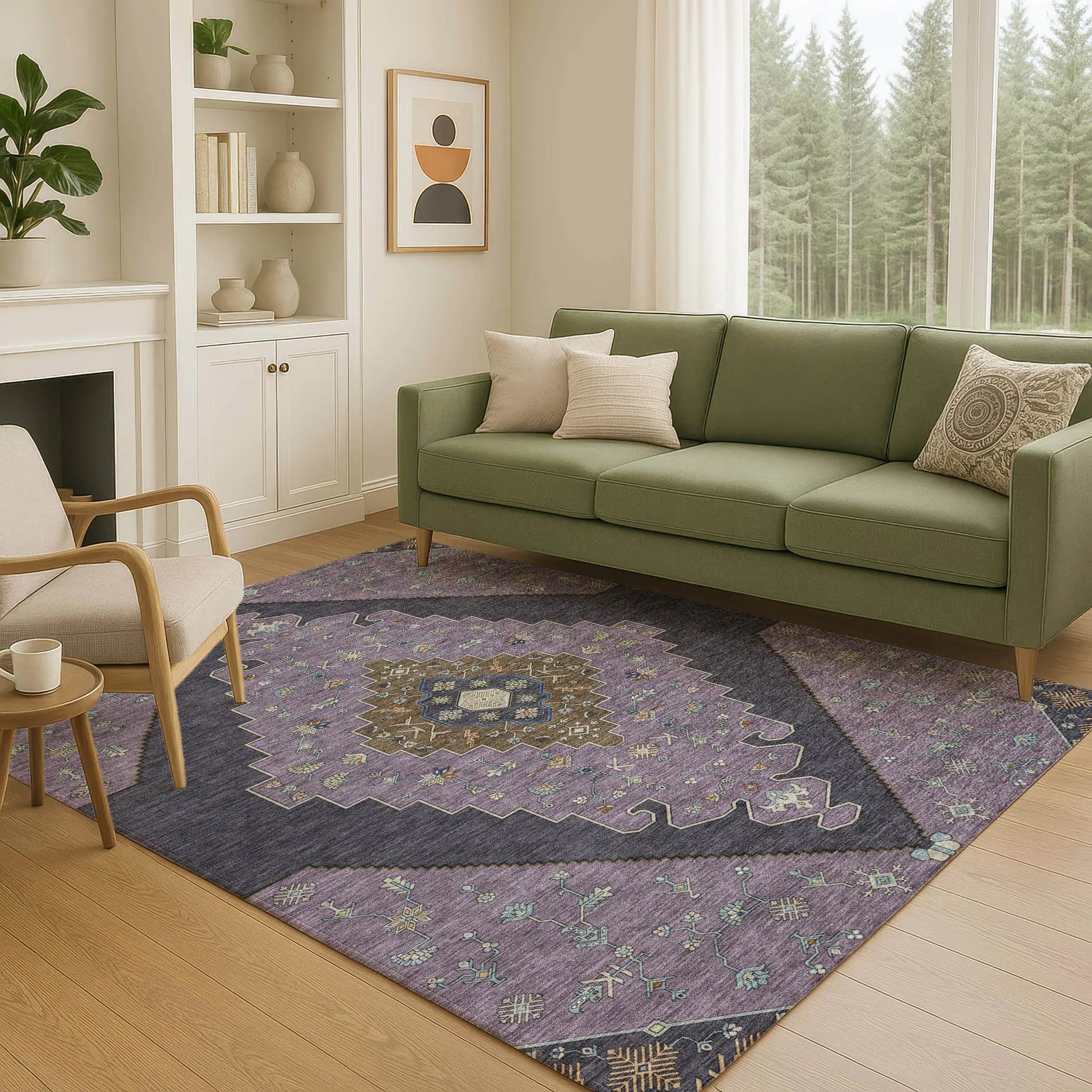 9' X 12' Plum And Purple Geometric Washable Indoor Outdoor Area Rug Homeroots Outdoor
