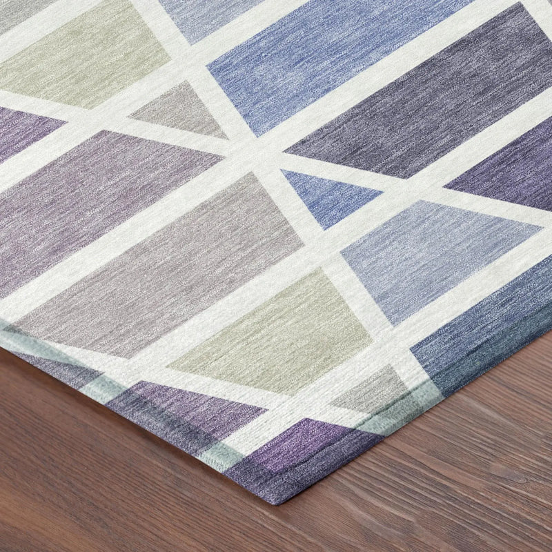 9' X 12' Plum And Purple Geometric Washable Indoor Outdoor Area Rug Homeroots Outdoor