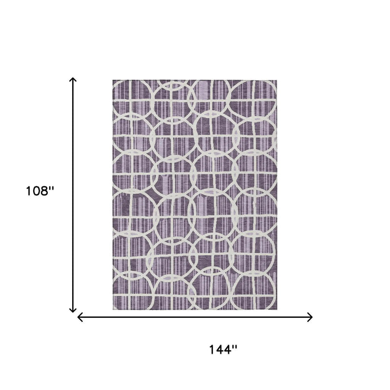 9' X 12' Plum And Purple Geometric Washable Indoor Outdoor Area Rug Homeroots Outdoor