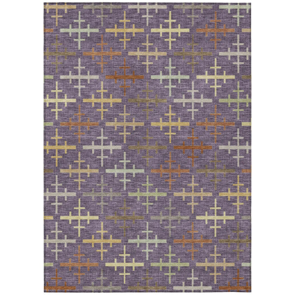 9' X 12' Plum And Purple Geometric Washable Indoor Outdoor Area Rug Homeroots Outdoor