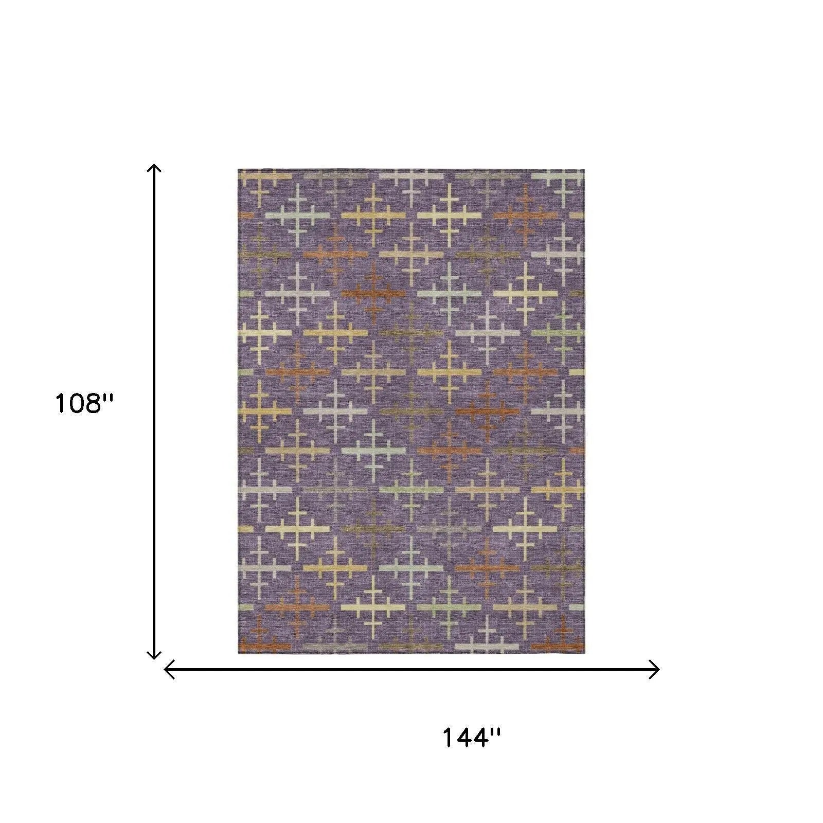 9' X 12' Plum And Purple Geometric Washable Indoor Outdoor Area Rug Homeroots Outdoor