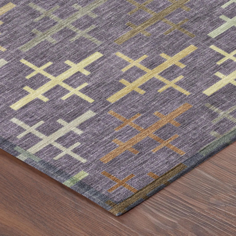 9' X 12' Plum And Purple Geometric Washable Indoor Outdoor Area Rug Homeroots Outdoor
