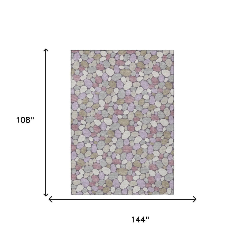 9' X 12' Plum And Purple Geometric Washable Indoor Outdoor Area Rug Homeroots Outdoor