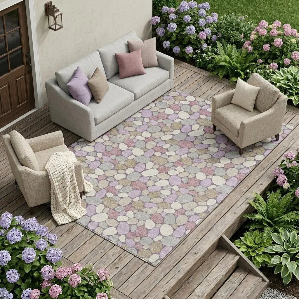 9' X 12' Plum And Purple Geometric Washable Indoor Outdoor Area Rug Homeroots Outdoor